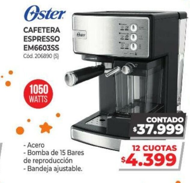 Oferta Cafetera Espresso Em6603ss Oster en Naldo Lombardi