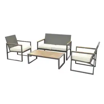 Coto Set mesa sillones acero home studio marrón negro oferta