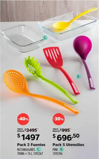 Easy Pack 2 Fuentes Rectangulares Pack 5 Utensilios Prm. oferta