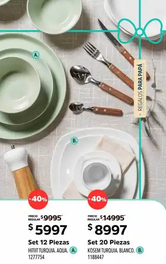 Easy Set 12 Piezas Hitiit Turquia. Aqua. Set 20 Piezas Kosem Turquia. Blanco. oferta