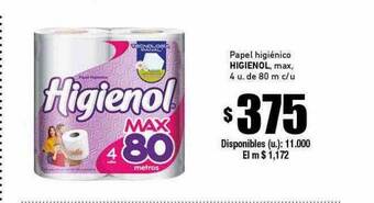 Cooperativa Obrera Papel Higiénico Higienol Max oferta