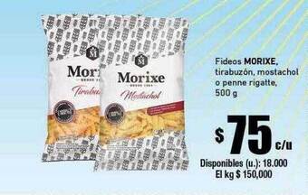 Cooperativa Obrera Fideos Morixe Tirabuzón Mostachol O Penne Rigatte oferta