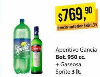 Supermercados Damesco Aperitivo Gancia + Gaseosa Sprite oferta