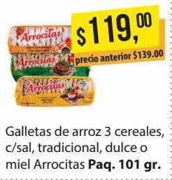 Supermercados Damesco Galletas De Arroz 3 Cereales C Sal Tradicional Dulce O Miel Arrocitas oferta