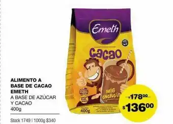Atomo Conviene Alimento A Base De Cacao Emeth A Base De Azucar Y Cacao 400g oferta