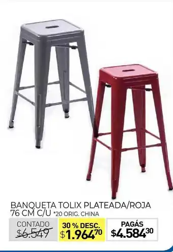 La Anonima Banqueta Tolix Plateada Roja 76 Cm Cu oferta