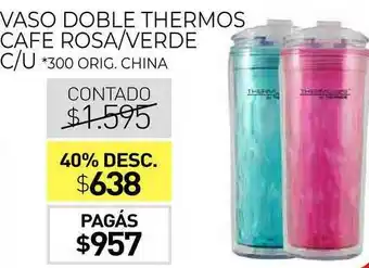 La Anonima Vaso Doble Thermos Cafe Rosa Verde C U oferta
