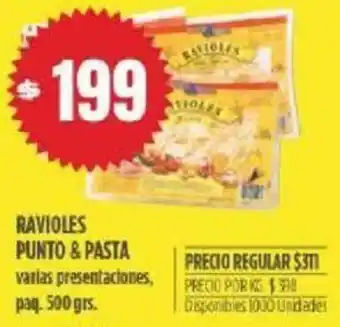 Supermercados Vea Ravioles Punto & Pasta varias presentaciones 500 grs. oferta