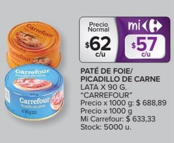 Carrefour Carrefour Paté De Foie / Picadillo De Carne Lata x 90 g oferta
