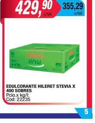 Maxiconsumo Edulcorante Hileret Stevia x 400 sobres oferta