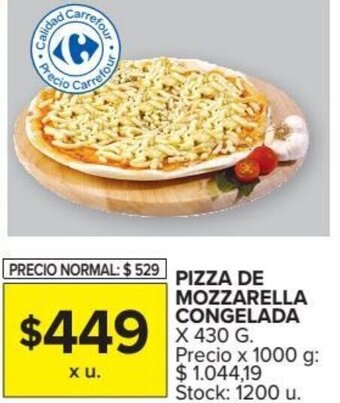 Carrefour Pizza de Mozzarella Congelada x 430 g. oferta