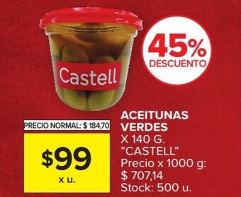 Carrefour Castell Aceitunas Verdes x 140 g oferta