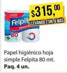 Papel Higiénico Hoja Simple Felpita