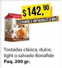 Supermercados Damesco Tostadas Clasica Dulce Light O Salvado Bonafide oferta
