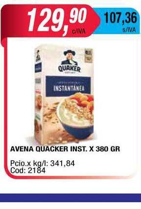 Maxiconsumo Avena Quacker Inst. x 380gr oferta