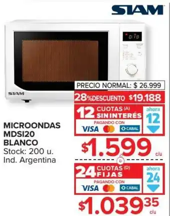 Carrefour Siam Microondas MDSI20 Blanco oferta
