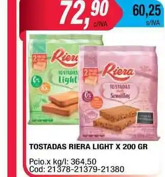 Maxiconsumo Tostadas Riera Light x 200gr oferta