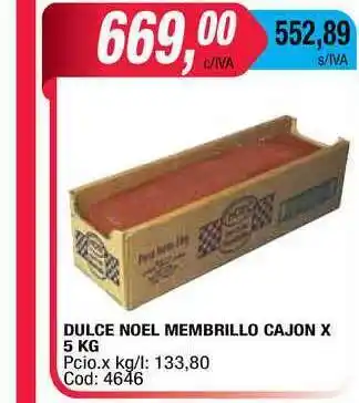 Maxiconsumo Dulce Noel Membrillo Cajon 5kg oferta