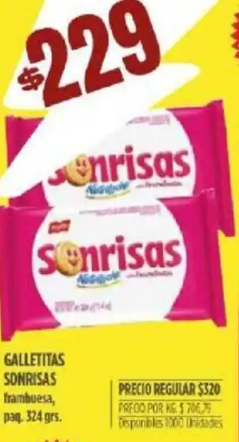 Supermercados Vea Sonrisas Galletitas Paq. 324 Grs. oferta