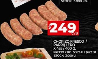 Supermercados DIA Chorizo Fresco/Parrillero x 435 / 400 g oferta