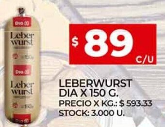 Supermercados DIA Leberwurst Dia x 150g oferta