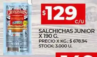 Supermercados DIA Salchichas Junior x 190g oferta