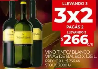 Supermercados DIA Vino Tinto / Blanco Viñas De Balbo x 1.25 L oferta
