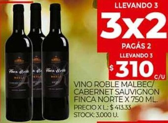 Supermercados DIA Vino Roble Malbec Cabernet Sauvignon Finca Norte x 750 ml oferta
