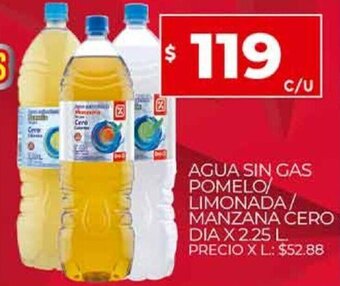 Supermercados DIA Agua Sin Gas Pomelo/Limonada/Manzana Cero Dia x 2.25 L oferta