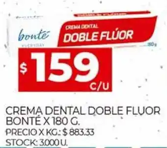 Supermercados DIA Bonté Crema Dental Doble Fluor x 180g oferta