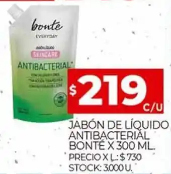 Supermercados DIA Bonté Jabón De Líquido Antibacterial x 300 ml oferta