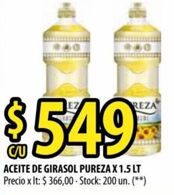 Punto Mayorista Pureza Aceite De Girasol x 1.5 Lt oferta