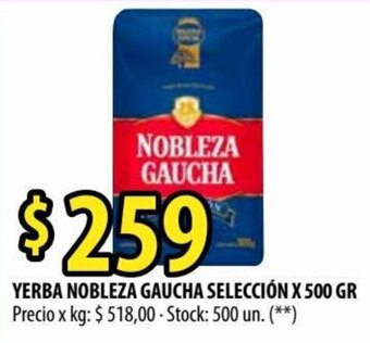 Punto Mayorista Yerba Nobleza Gaucha Selección x 500 gr oferta