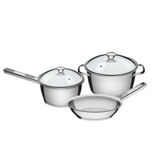 Frávega Batería de cocina allegra de acero inoxidable con fondo triple de 3 piezas tramontina oferta