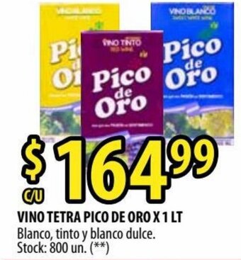 Punto Mayorista Pico de Oro Vino Tetra x 1 Lt oferta
