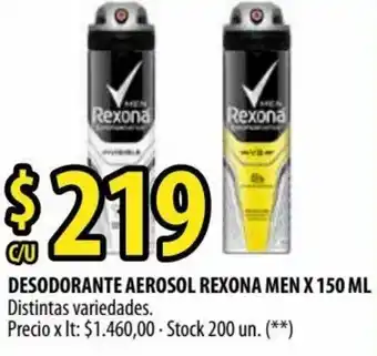 Punto Mayorista Rexona Desodorante Aerosol Men x 150 ml oferta