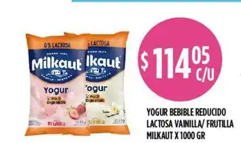 Supermercados Toledo Milkaut Yogur Bebible Reducido Lactosa Vainilla / Fruitilla x 1000gr oferta