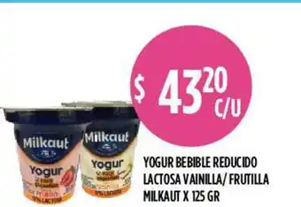 Supermercados Toledo Milkaut Yogur Bebible Reducido Lactosa Vainilla / Fruitilla x 125gr oferta