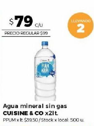 Disco Agua mineral sin gas cuisine & co x 2l oferta
