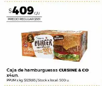 Disco Caja de hamburguesas cuisine & co x 4un oferta
