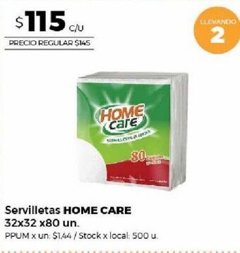 Disco Servilletas home care 32x32 x 80un oferta