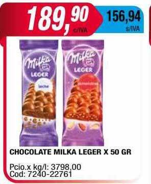 Maxiconsumo Chocolate Milka Leger oferta