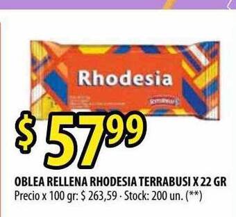Punto Mayorista Oblea Rellena Rhodesia Terrabusi oferta