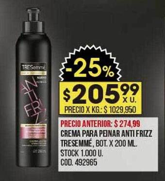 Coto Crema Para Peinar Anti Frizz Tresemmé oferta