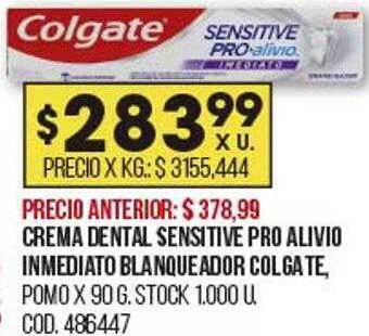 Coto Crema Dental Sensitive Pro Alivio Inmediato Blanqueador Colgate oferta