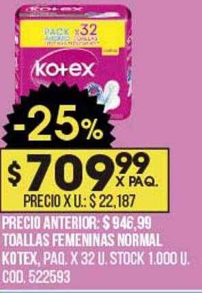 Coto Toallas Femeninas Normal Kotex oferta