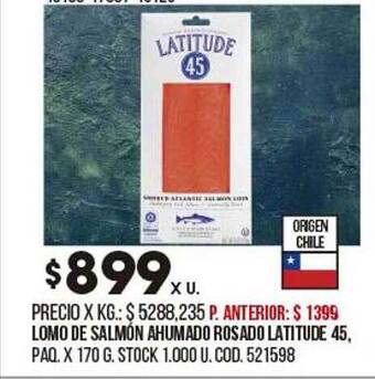 Coto Lomo De Salmón Ahumado Rosado Latitude 45 oferta