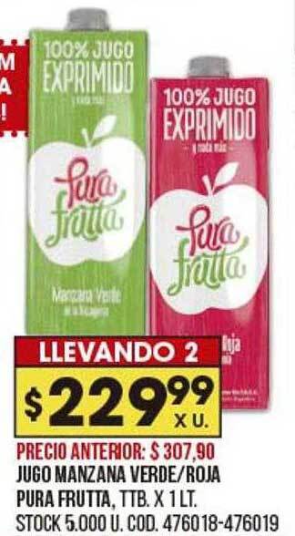 Coto Jugo Manzana Verde Roja Pura Frutta oferta