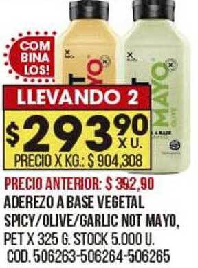 Coto Aderezo A Base Vegetal Spicy Olive Garlic Not Mayo oferta