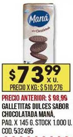 Coto Galletitas Dulces Sabor Chocolatada Maná oferta